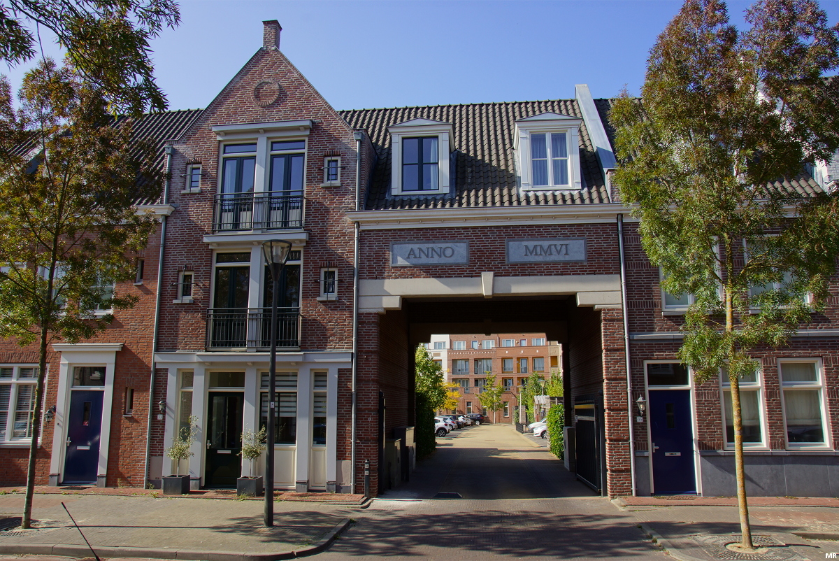 Entry gate to parking courtyard