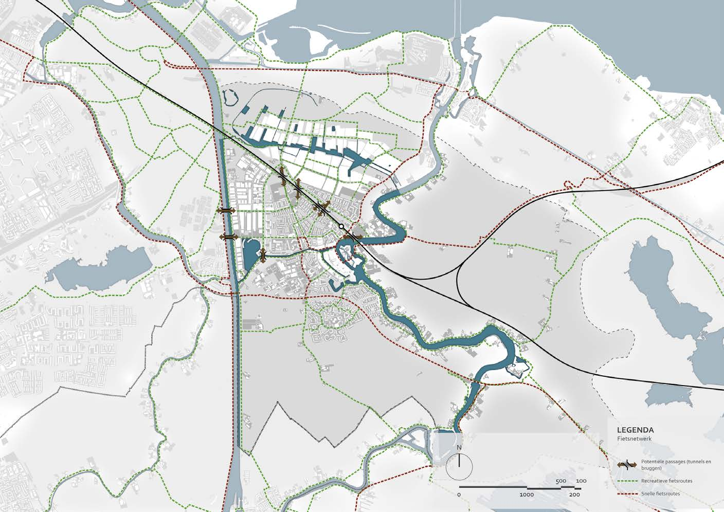 Cycling network map of Weesp showing Weespersluis